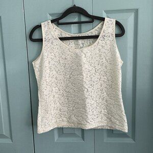 Gaviota Lace‎ Cropped Tank Top Womens Medium Off White Vintage 90s Cottagecore